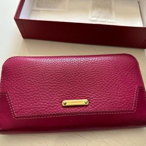 Authentic Burberry Fushia pink Long leather check Wallet used